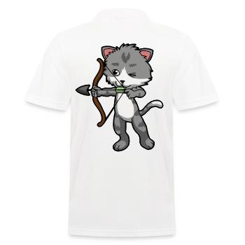 Amour Cat with Bow and Arrow Sagittarius - Men's Polo Shirt - white - Back - Kai (181cm)