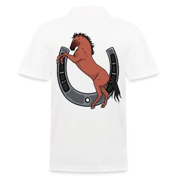 Pferd Hufeisen Pferde Reiterin Ross Gaul - Männer Poloshirt - Weiß - Hinten - Kai (181cm)