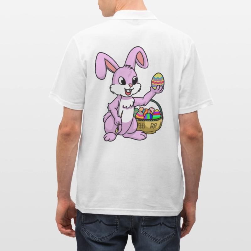 Pink Easter Bunny Egg Easter Bunny Painting Child Easter Eggs Men's Polo Shirt