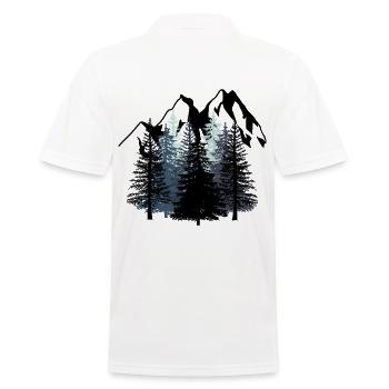 Forest Mountains Nature Wilderness black white Scouts - Men's Polo Shirt - white - Back - Kai (181cm)