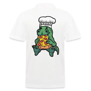 Pizza Bäcker Dino Restaurant Gourmet Kinder - Männer Poloshirt - Weiß - Hinten - Kai (181cm)