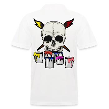Skull Artist Painter Professions Job Brush - Men's Polo Shirt - white - Back - Kai (181cm)