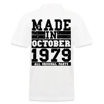 1979 Geburtstag Oktober Vintage Spruch - Männer Poloshirt - Weiß - Hinten - Kai (181cm)