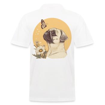Mops mit Schmetterling - Männer Poloshirt - Weiß - Hinten - Kai (181cm)