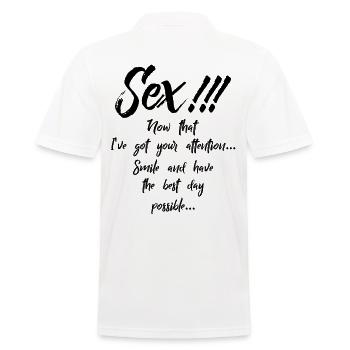 Sexe !!! Souriez et passez le meilleur jour - Polo Homme - blanc - Dos - Kai (181cm)