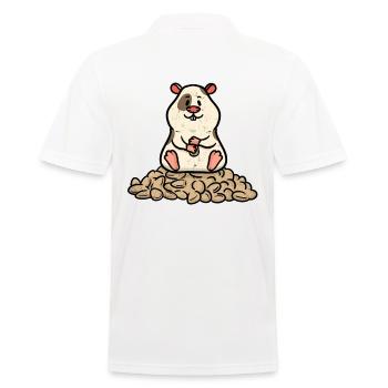 Petit hamster avec beaucoup de cacahuètes - Polo Homme - blanc - Dos - Kai (181cm)