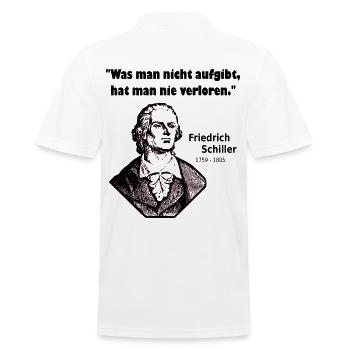 Zitat Schiller Aufgeben - Männer Poloshirt - Weiß - Hinten - Kai (181cm)