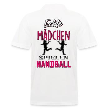 Echte Mädchen spielen Handball - Männer Poloshirt - Weiß - Hinten - Kai (181cm)