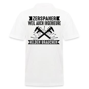 Zerspaner Zerspanungsmechaniker Dreher Fräser - Männer Poloshirt - Weiß - Hinten - Kai (181cm)