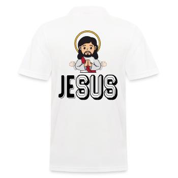 Jesus SUS Christus - Männer Poloshirt - Weiß - Hinten - Kai (181cm)