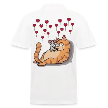 Chat Souris pour toujours Amis Amitié Cœurs - Polo Homme - blanc - Dos - Kai (181cm)