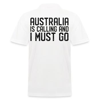 Australien is calling i must go - Männer Poloshirt - Weiß - Hinten - Kai (181cm)