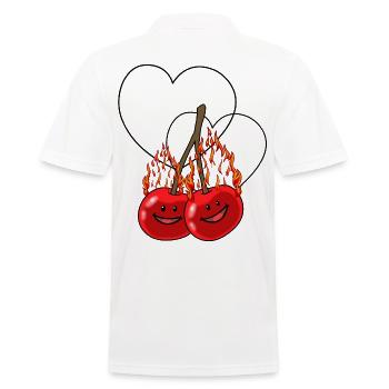 cerises ardentes cerise cœurs de fruits chauds - Polo Homme - blanc - Dos - Kai (181cm)