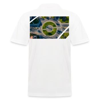 Vue aérienne Cercle rond Accents verts - Polo Homme - blanc - Dos - Kai (181cm)