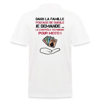 Contrôle technique moto manifestation humour - Polo Homme - blanc - Dos - Kai (181cm)