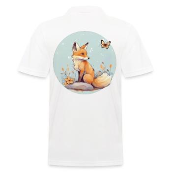 Cute fox - Men's Polo Shirt - white - Back - Kai (181cm)