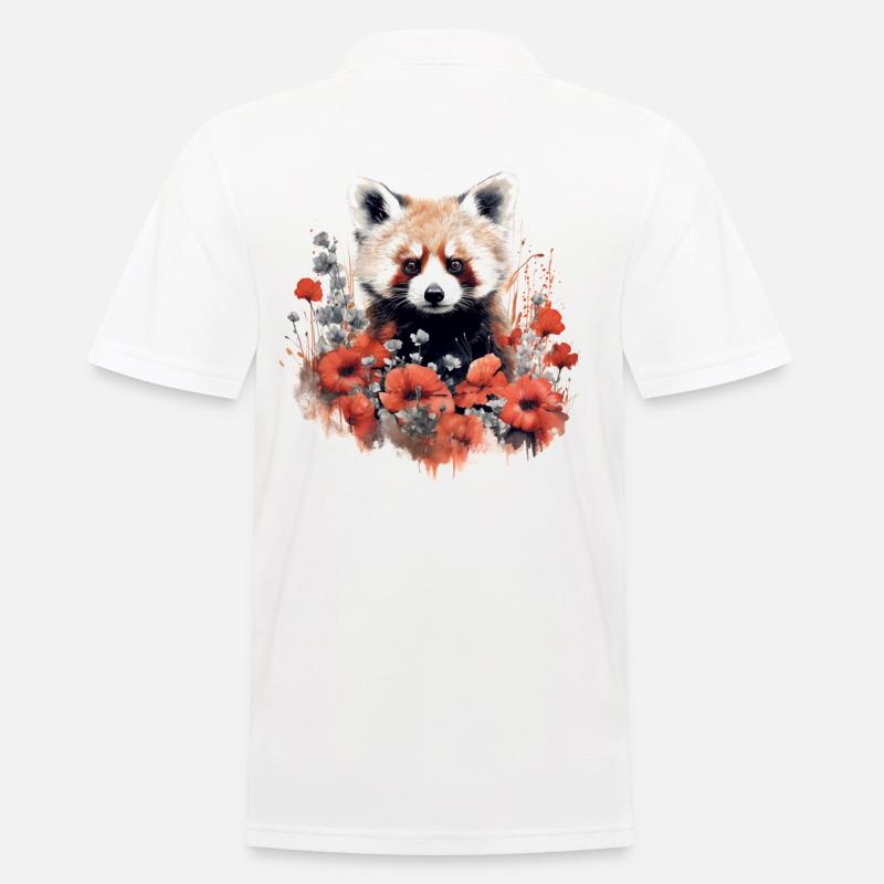 Roter Panda - Männer Poloshirt - Weiß