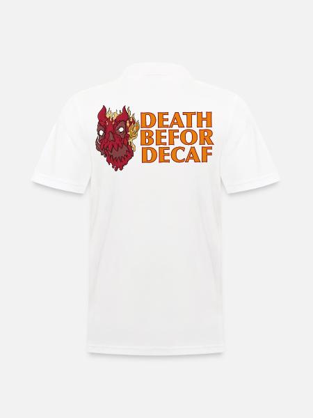 Death before Decaf: Flames Skull - Men's Polo Shirt - white