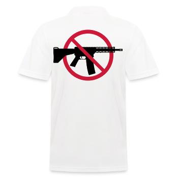 Gun Ban Ban Shield (No Weapons Peace) 2C - Men's Polo Shirt - white - Back - Kai (181cm)