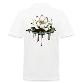 Lotusblüte - Männer Poloshirt - Weiß - Hinten - Kai (181cm)