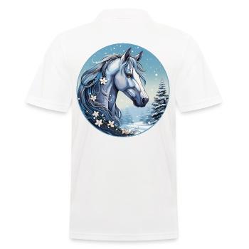 Pferd mit Schneeflocken - Männer Poloshirt - Weiß - Hinten - Kai (181cm)