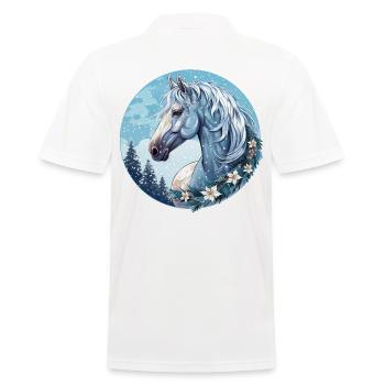 Pferd Winter - Männer Poloshirt - Weiß - Hinten - Kai (181cm)