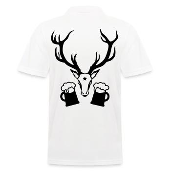 Hirsch Geweih Bier Drinking Team 1c - Männer Poloshirt - Weiß - Hinten - Kai (181cm)