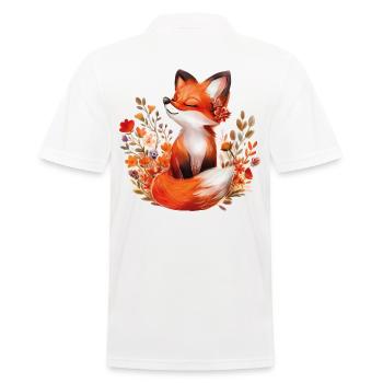 Fuchs mit Blumen - Männer Poloshirt - Weiß - Hinten - Kai (181cm)