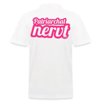 Patriarchat nervt — Feministische Botschaft - Männer Poloshirt - Weiß - Hinten - Kai (181cm)