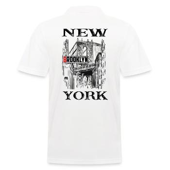 New York - Brooklyn Bridge - Men's Polo Shirt - white - Back - Kai (181cm)