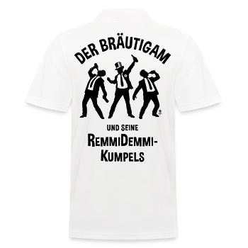 Der Bräutigam Und Seine Remmidemmi-Kumpels (JGA B) - Männer Poloshirt - Weiß - Hinten - Kai (181cm)