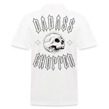 BADASS CHOPPER - Männer Poloshirt - Weiß - Hinten - Kai (181cm)