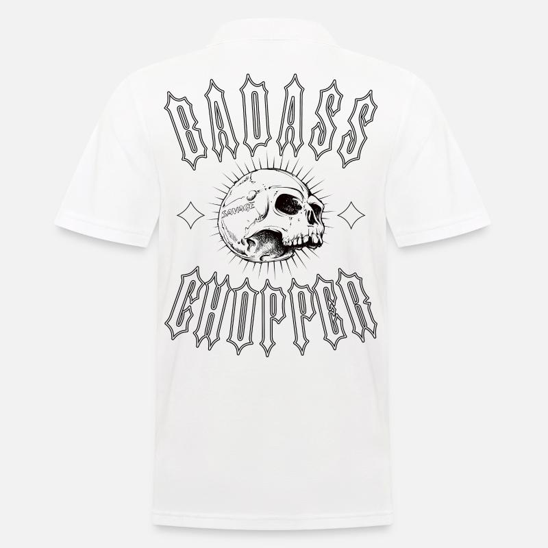 BADASS CHOPPER - Männer Poloshirt - Weiß