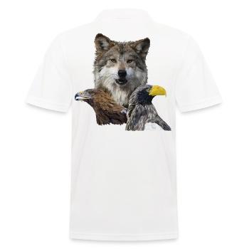 Wolf und Adler - Männer Poloshirt - Weiß - Hinten - Kai (181cm)