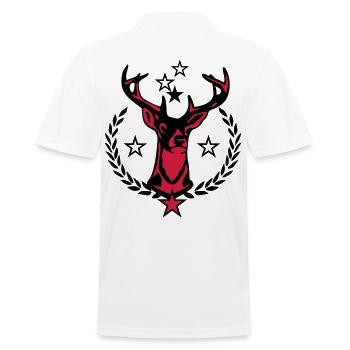28 Hirsch Lorbeerkranz Sterne - Männer Poloshirt - Weiß - Hinten - Kai (181cm)