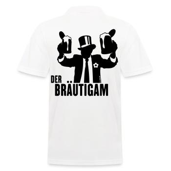 Der Bräutigam (JGA / Bier / Bierkrüge) - Männer Poloshirt - Weiß - Hinten - Kai (181cm)