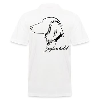 LANGHAARDACKEL Profil Hunde Hund Wilsigns - Männer Poloshirt - Weiß - Hinten - Kai (181cm)