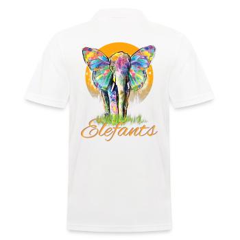 Elefant - Safari Tshirt - Männer Poloshirt - Weiß - Hinten - Kai (181cm)