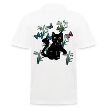 Cat Cats Kids Nature Spring Flowers Fantasy - Men's Polo Shirt - white - Back - Kai (181cm)