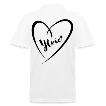 Ylvie surname First name in heart frame - Men's Polo Shirt - white - Back - Kai (181cm)