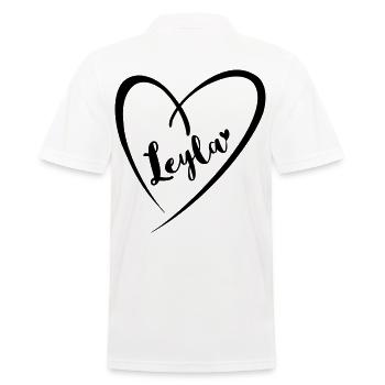 Leyla Name Vorname im Herzrahmen - Männer Poloshirt - Weiß - Hinten - Kai (181cm)