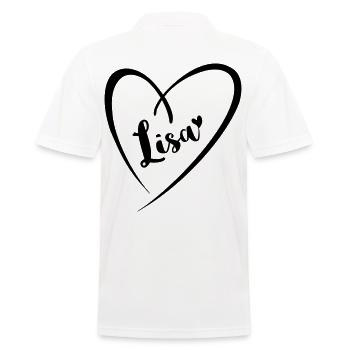 Lisa nom prénom dans le cadre du cœur - Polo Homme - blanc - Dos - Kai (181cm)