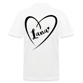Lana nom prénom dans le cadre du cœur - Polo Homme - blanc - Dos - Kai (181cm)