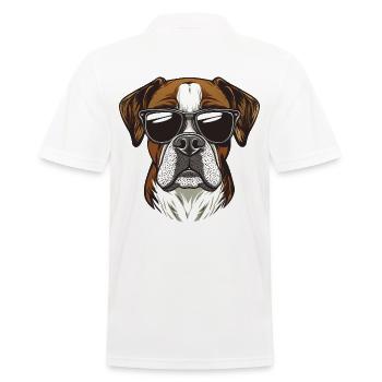 cooler Boxer Hund mit Sonnebrille - Männer Poloshirt - Weiß - Hinten - Kai (181cm)