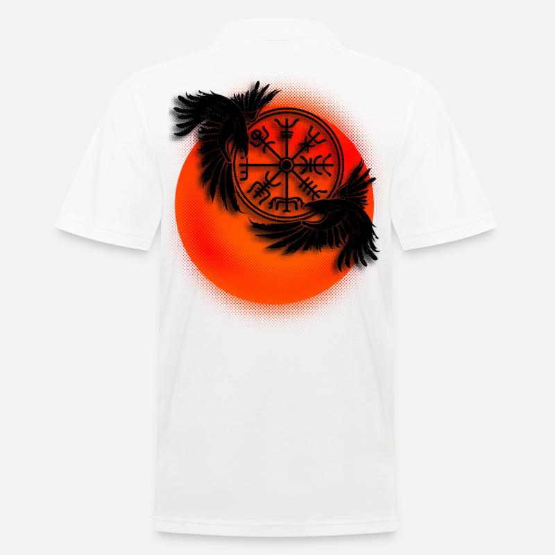 Odins Raben mit Wikinger Kompass Tattoo Design - Männer Poloshirt - Weiß