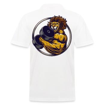 Weight training muscular crusher lion with dumbbell - Men's Polo Shirt - white - Back - Kai (181cm)