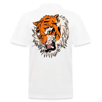Dessin de conception de tatouage de tigre japonais de chat - Polo Homme - blanc - Dos - Kai (181cm)