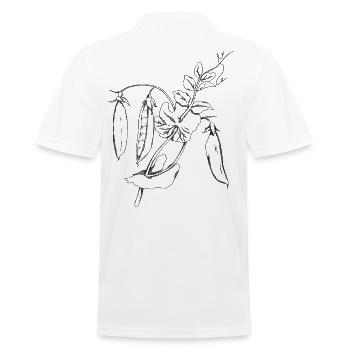 Idée cadeau nature jardin de plantes rétro aux pois - Polo Homme - blanc - Dos - Kai (181cm)