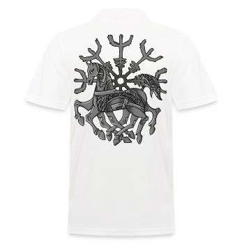 Schutz Rune Helm der Ehefurcht mit Odins Pferd - Männer Poloshirt - Weiß - Hinten - Kai (181cm)