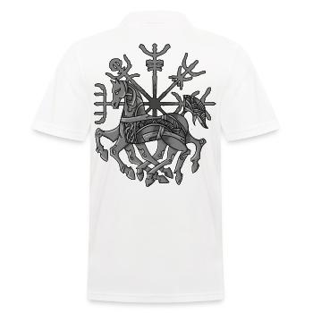 Wikinger Odin Pferd Sleipnir mit Kompass Vegvisir - Männer Poloshirt - Weiß - Hinten - Kai (181cm)